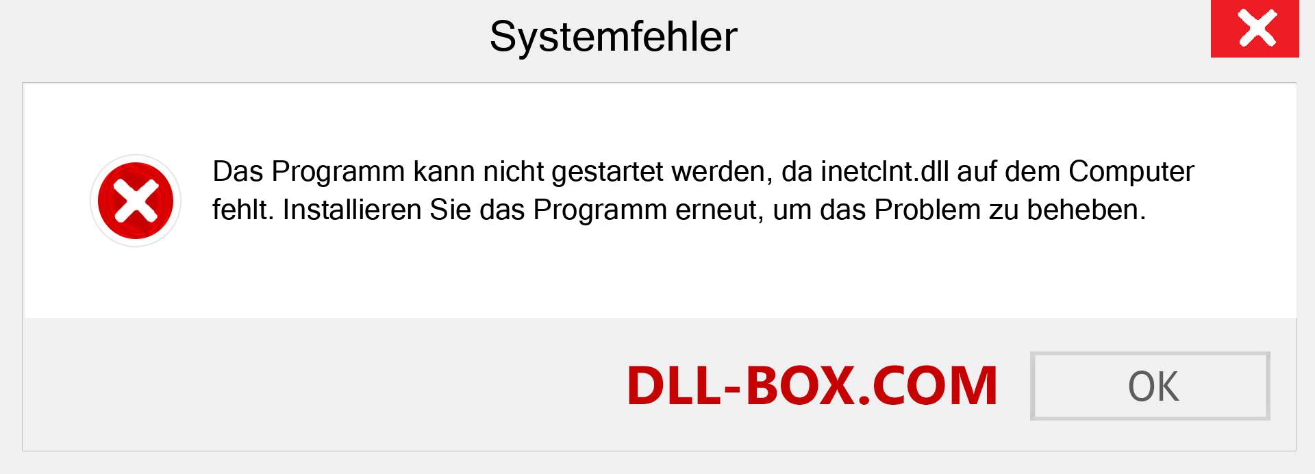 inetclnt.dll-Datei fehlt?. Download für Windows 7, 8, 10 - Fix inetclnt dll Missing Error unter Windows, Fotos, Bildern